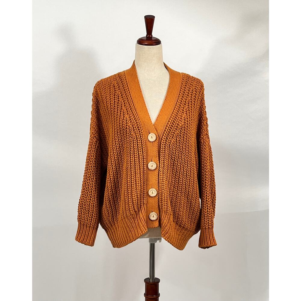 BABAA Sz OS S M L Cardigan No 18 Mi Tierra Rust Burnt Orange Cotton - Picture 10 of 12